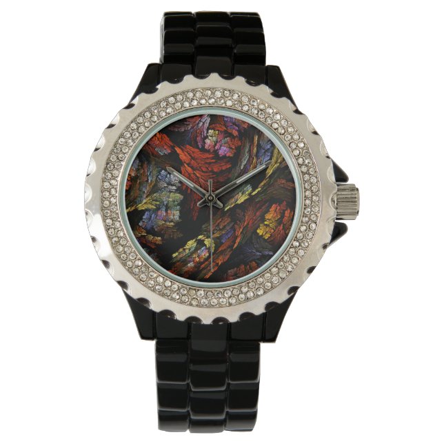 Farbharmonie Abstrakte Kunst Armbanduhr (Vorderseite)