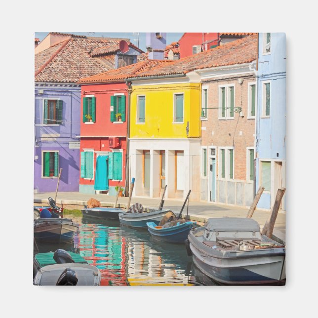Farbhäuser auf der Insel Venedig Burano Italien Magnet (Vorne)