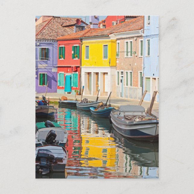 Farbhäuser auf der Insel Venedig Burano Italien Postkarte (Vorderseite)