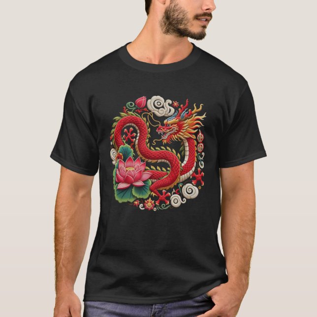 Farbhemd aus der Zeit Chinese Dragon T-Shirt (Vorderseite)