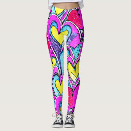 Farbherz Formen in Art Mosaik Leggings