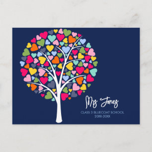 Farbherzbaum-Design für Lehrer Postkarte