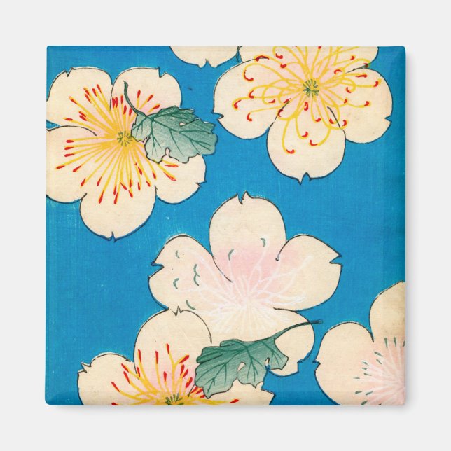 Farbholzblock Druck von Dogwood-Blüten Magnet (Vorne)