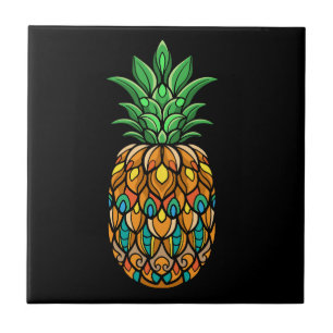 farbig-Ananas-Frucht-Mandala-kunst-abgeschieden Fliese