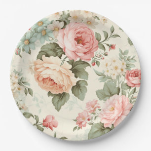 Farbig Orange Rosa Florales Papier-Teller Pappteller