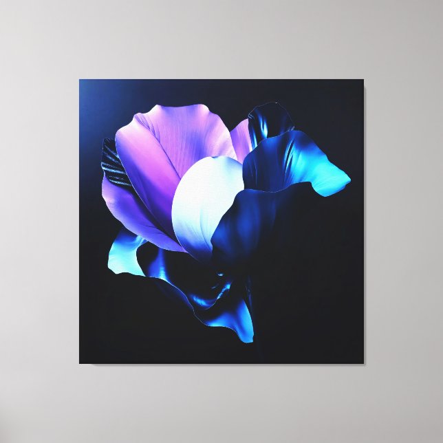 Farbig Strahlende Blüten in Dunkelheit Leinwanddruck (Vorderseite)