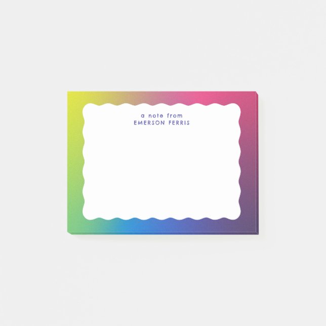 Farbig-trendige Retro-Wellenkante Post-it Klebezettel (Vorderseite)
