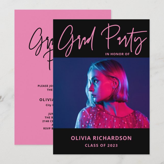 farbig und mutig | Foto Class of 2023 Grad Party Einladung (Vorne/Hinten)
