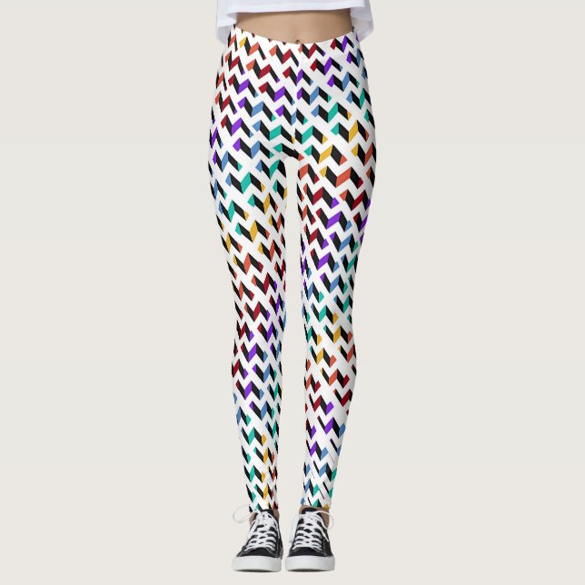Farbig Zickzack Leggings (Vorderseite)
