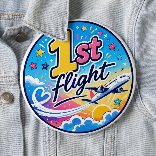 Farbige 1. Flug Flugzeug Souvenir Button (Beispiel)