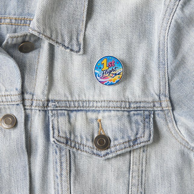 Farbige 1. Flug Flugzeug Souvenir Button (Beispiel)