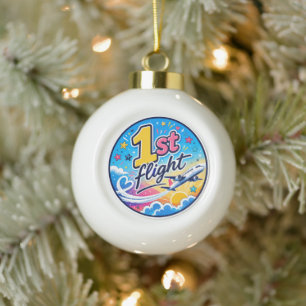 Farbige 1. Flug Flugzeug Souvenir Keramik Kugel-Ornament