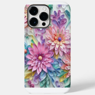 FARBIGE 3-D-FEDER-PAPER-Optik-BLUMENMUSTER iPhone 14 Pro Max Hülle