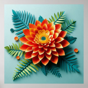 Farbige 3D-Blume Poster