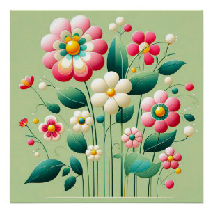 Farbige 3D-Blume Poster