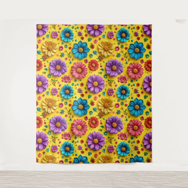 Farbige 3D-Blume Wandteppich (Vorderseite)