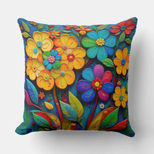 Farbige, 3D-Papierschnitt-Blume Kissen