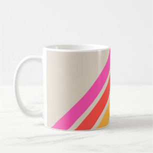 Farbige 70er 80er Retro Streifen Kaffeetasse