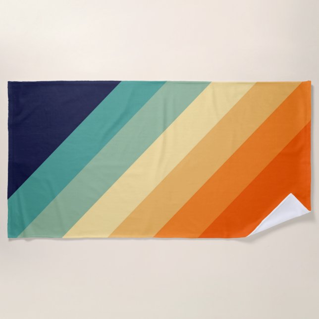 Farbige 70er 80er Retro Streifen Strandtuch (Vorderseite)