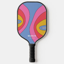 Farbige 70er Jahre Vintage-Script Minimalistische  Pickleball Schläger