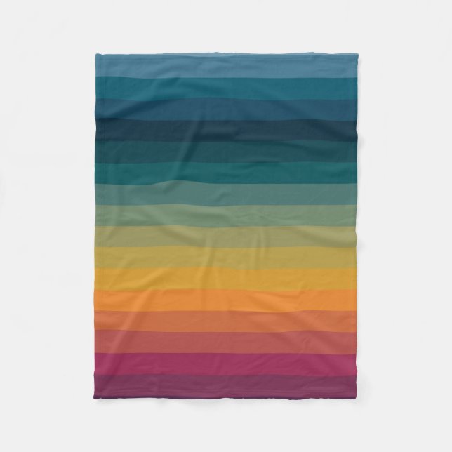 Farbige 70er Retro Streifen Fleecedecke (Vorderseite)