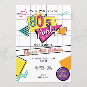 Farbige 80er-Party-Einladung Einladung