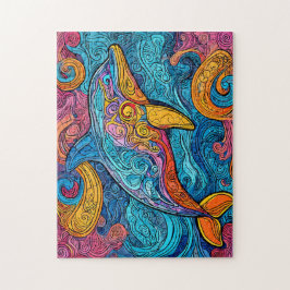 Farbige Abbildung eines Delfins. Puzzle