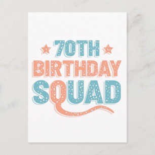 Farbige, abgenutzte 70. Geburtstagsgruppe Postkarte