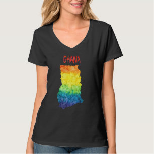 Farbige abgeschiedene Ghana Karte in Aquarellfarbe T-Shirt