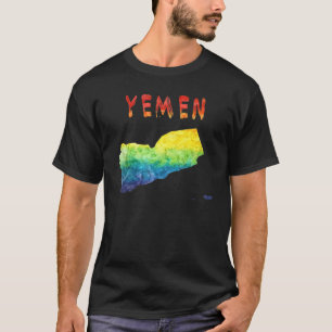 Farbige abgeschiedene Jemen-Karte in Aquarell Colo T-Shirt