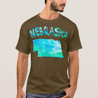 Farbige abgeschiedene Karte des Nebraska-Staat in T-Shirt