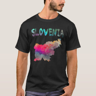Farbige Abgeschiedene Slowenische Karte in Aquarel T-Shirt
