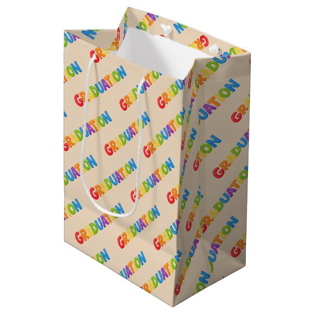 Farbige Abschlussfeier  Mittlere Geschenktüte (Vorderseite Schrägansicht)