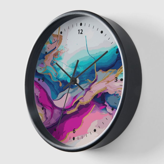 Farbige, abstrakt fließende Farbfarben Uhr (Winkel)