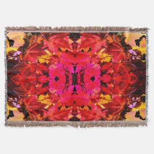 Farbige, abstrakt rosa, orangefarbene Herbstblätte Decke