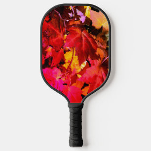 Farbige, abstrakt rosa, orangefarbene Herbstblätte Pickleball Schläger
