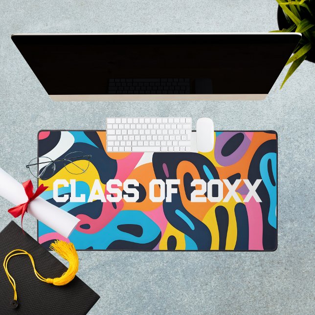 Farbige Abstrakte Abschluss Klasse XXL Computer Schreibtischunterlage (Colorful Abstract Graduation Class XXL Computer Desk Mat)