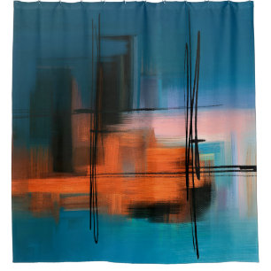 Farbige abstrakte Acrylmalerei. Surreal Landschaft Duschvorhang