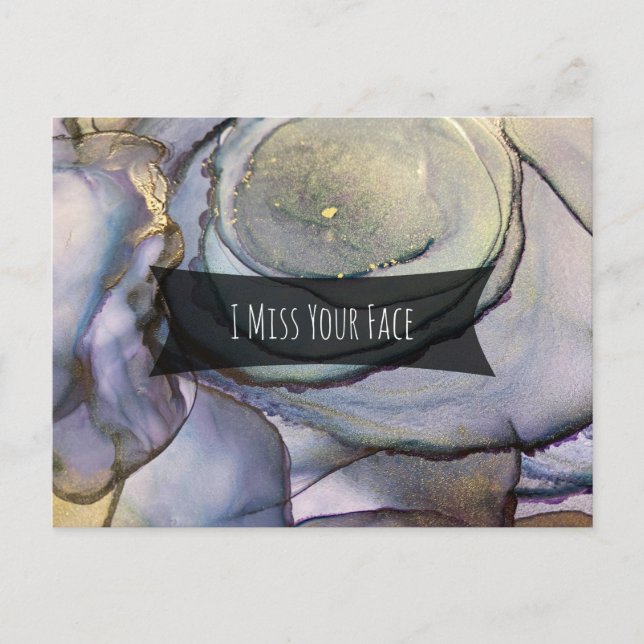 Farbige Abstrakte Alkoholtinte, ich vermisse dein  Postkarte (Vorderseite)
