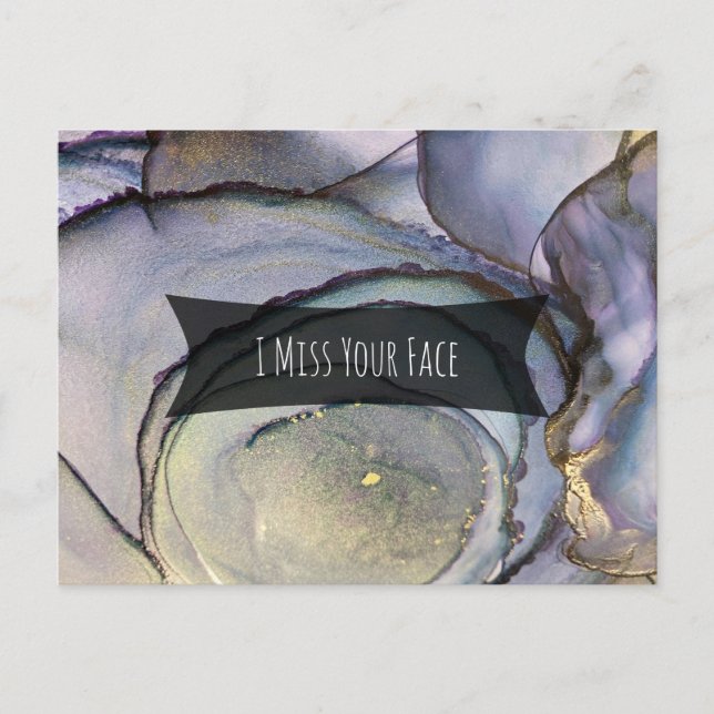 Farbige Abstrakte Alkoholtinte, ich vermisse dein  Postkarte (Vorderseite)