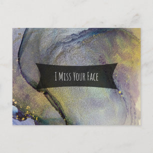 Farbige Abstrakte Alkoholtinte, ich vermisse dein  Postkarte