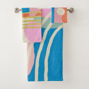 Farbige Abstrakte Bio Formen Lines Boho Style Badhandtuch Set
