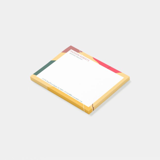 Farbige abstrakte Bio Formen Post-it Klebezettel (angewinkelt)