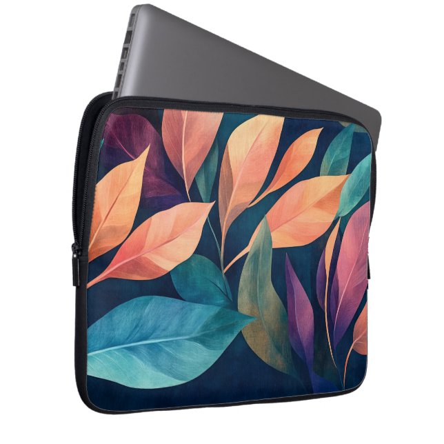 Farbige abstrakte Blätter Laptopschutzhülle (Vorne Rechts)
