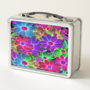 Farbige Abstrakte Blume #229 - Metalldose Metall Brotdose