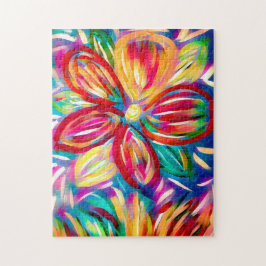 Farbige Abstrakte Blume | Benutzerdefinierter Rege Puzzle