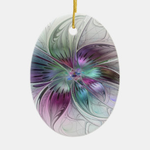 Farbige abstrakte Blume moderne Floral-Fraktal-Kun Keramik Ornament