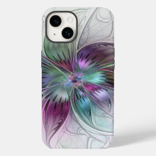 Farbige abstrakte Blume moderne florale Fractal-Ku Case-Mate iPhone 14 Hülle