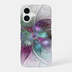Farbige abstrakte Blume moderne florale Fractal-Ku iPhone 16 Hülle