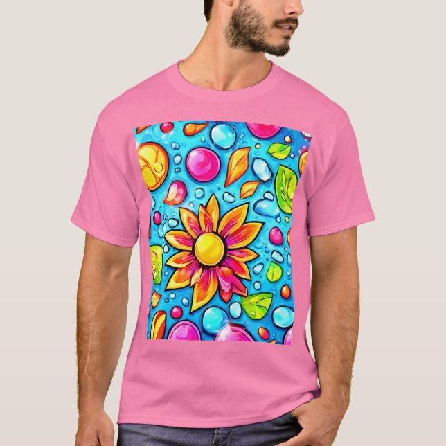 Farbige abstrakte Blume T-Shirt (Vorderseite)